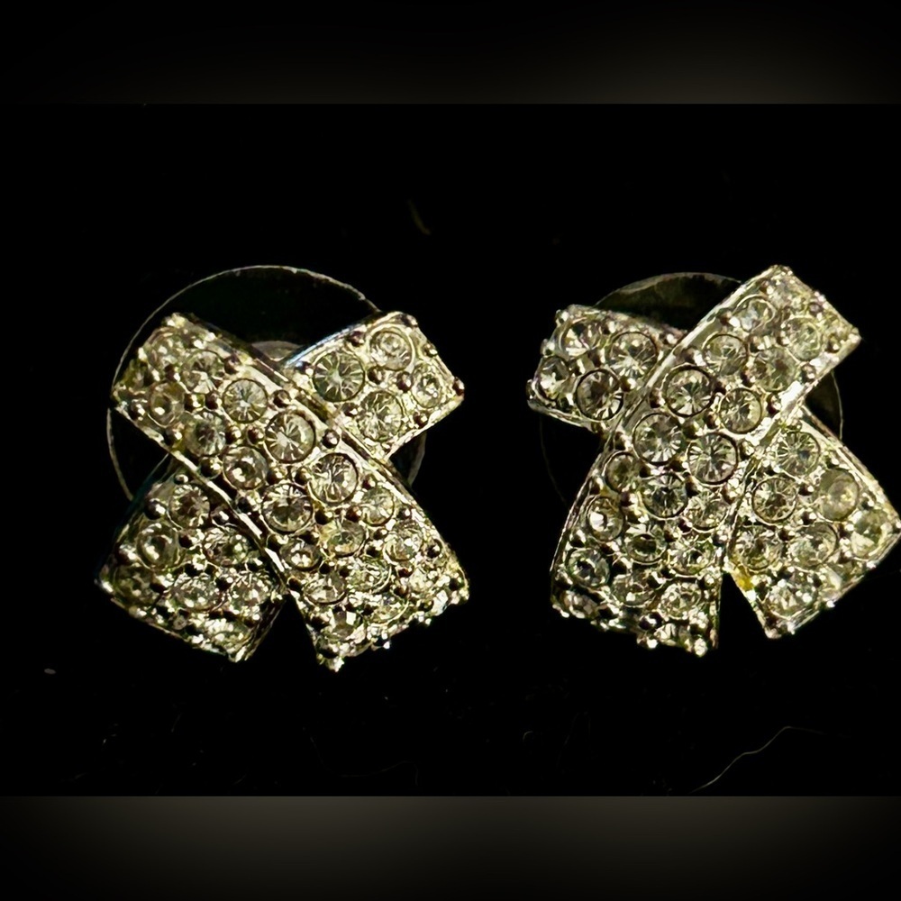 Swarovski Crystal "X" Stud Earrings .